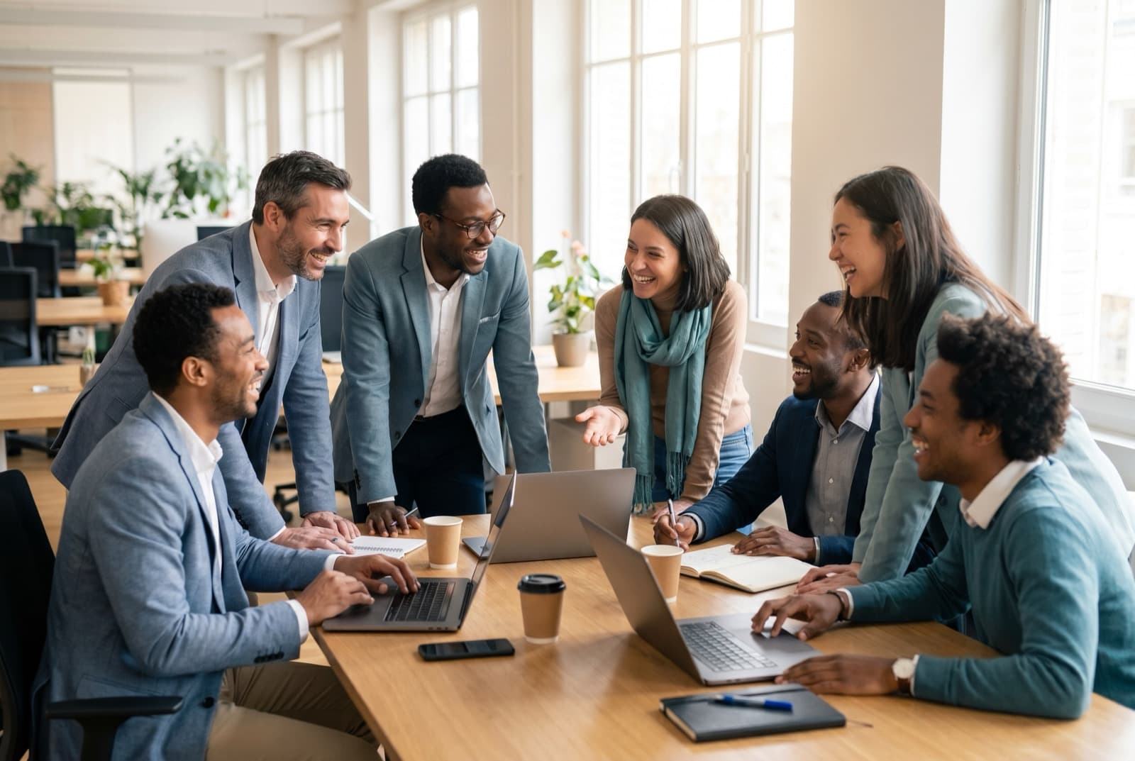 L'équipe de L'Atelier des Experts en réunion collaborative